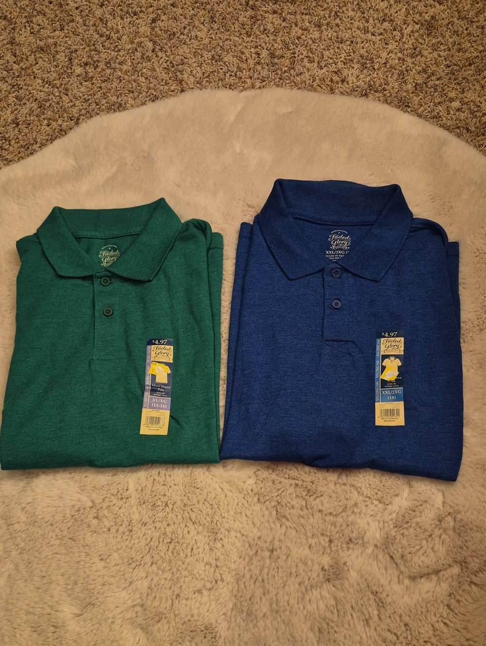 Faded Glory Kids Polo Shirt Set in Green and Blue XL And XXL
